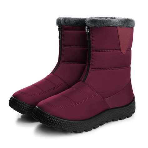 FAMITION Winter Waterproof Boots for Women Thermal Plush Lined Warm ...