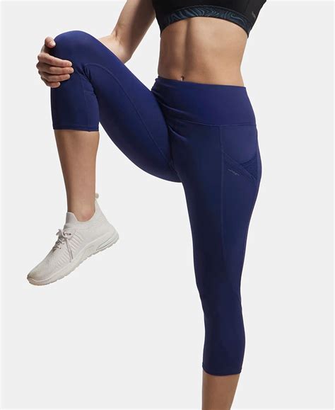 Buy Tactel Microfiber Elastane Slim Fit Capri with Side Pockets ...