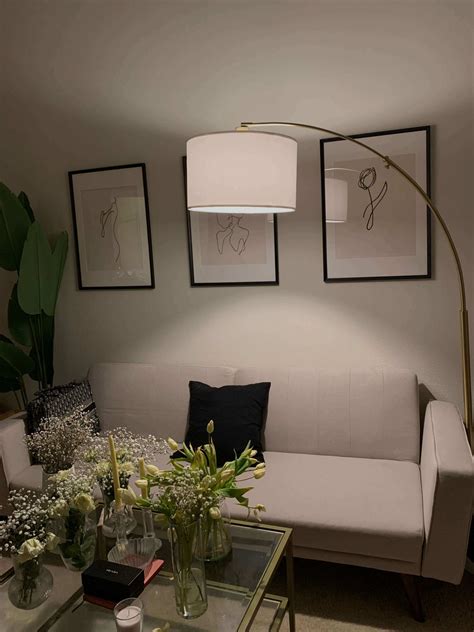 Logan Arc Black Floor Lamp | Neutral Linen Shade | Brightech