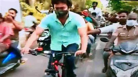 Actor Vijay cycles to TN polling booth to cast his vote - KERALA ...