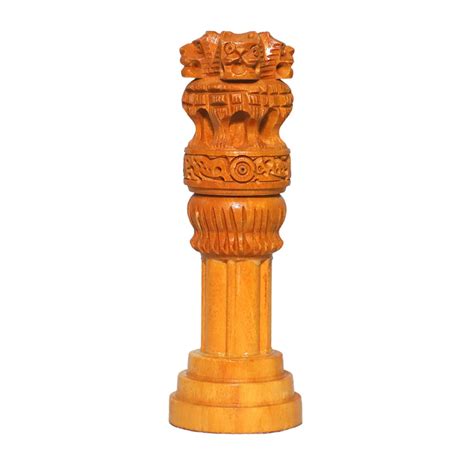 Buy Shri Shri Handicraft Wooden Ashoka Pillar 3" Inch with Stand Ashoka ...