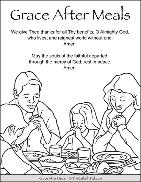 Grace After Meals Prayer Kids Coloring Page - TheCatholicKid.com ...