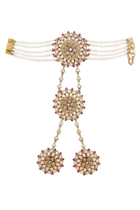 Buy Gold Plated Crystal And Pearl Indian Architecture Inspired ...
