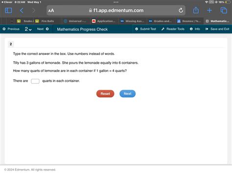 (c) 2024 Edmentum . All Rights Reserved. Aa Type the Correct Answer in ...