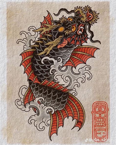 Pin by Huu Nguyen on cá chép | Dragon koi tattoo design, Traditional japanese tattoo flash ...