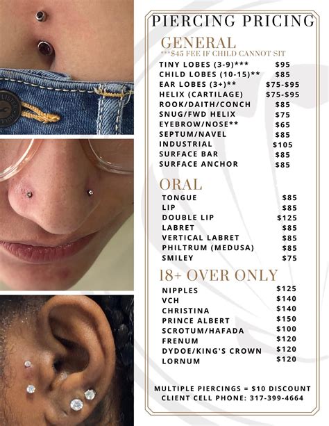 American Tattoo Society Piercing Prices