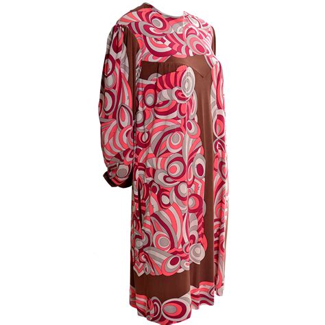 60s Emilio Pucci Jersey Maxi Dress in Spectacular Print at 1stDibs