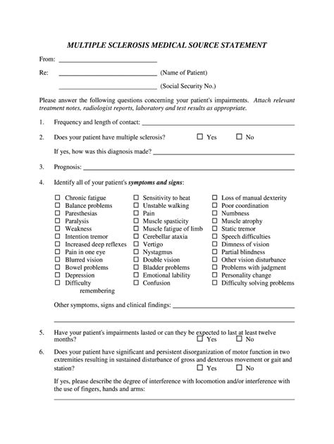 Fillable Online Multiple Sclerosis MSS.doc Fax Email Print - pdfFiller