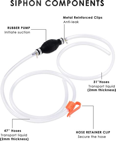 Buy KATUMO Gasoline Siphone Hose, Gas Oil Water Fuel Transfer Siphon ...