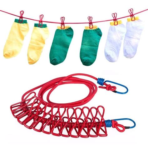 ROYAL HALLMARK Multi Functional Portable Drying Rope with 12 Clips and ...