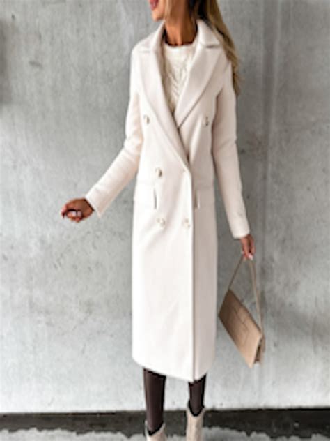 Buy StyleCast Off White Double Breasted Overcoat - Coats for Women ...