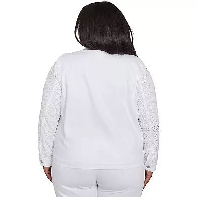 Plus Size Alfred Dunner Eyelet Denim Long Sleeve Jacket