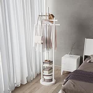 Wooden Coat Rack Freestanding, Rotary Coat Rack Stand with 3 Storage ...