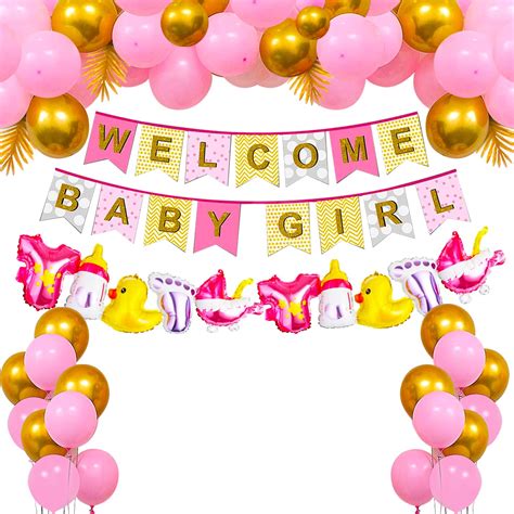 Party Propz Welcome Baby Girl Decoration Kit – 42 Pcs with Banner ...