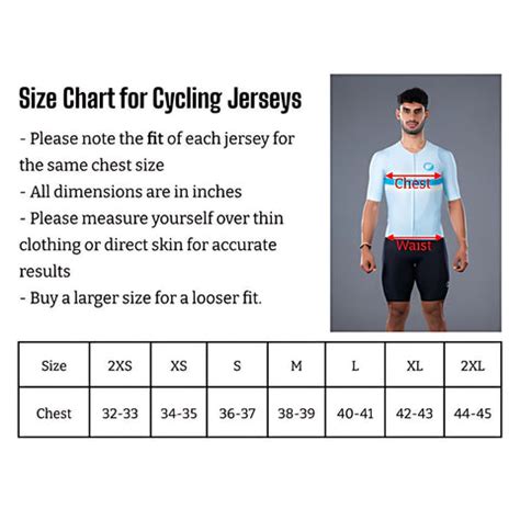 Apace Men's Jersey - Race Fit | Cruise Fit | Podium Fit - Size Guide ...
