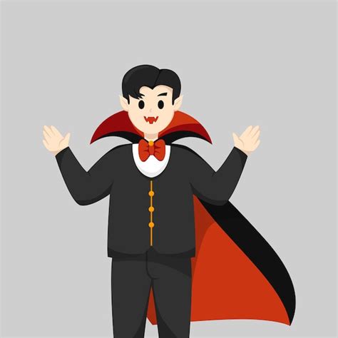 할로윈 드라큘라 캐릭터 디자인 일러스트 레이션 | 프리미엄 벡터