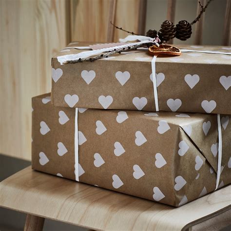 VINTERFINT gift wrap roll, heart pattern/brown, 3x0.7 m/2.10 m² (10x2 ...