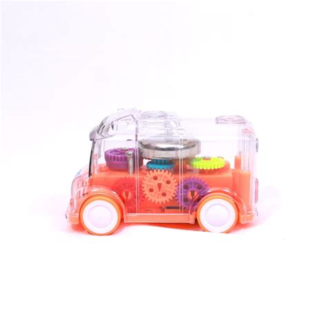Transparent Mini School Bus Toy Gear Concept Minibus Toy With Tinkling