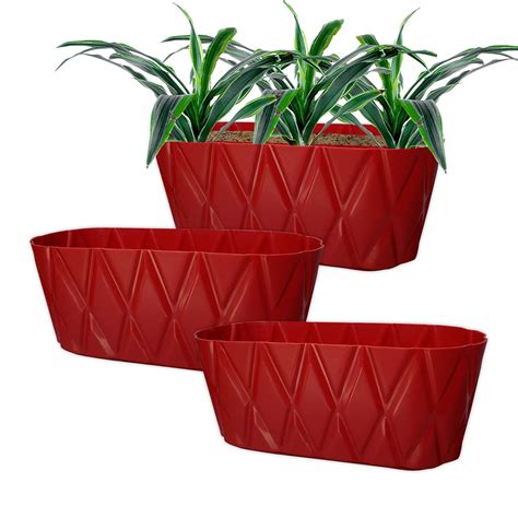 Greenri Solitaire Window (Pack of 3) UV Resistant Plastic Flower Pot ...
