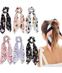Fitness fit 6 pcs Hair Scarf Hair Scrunchies Chiffon Floral Hair ...