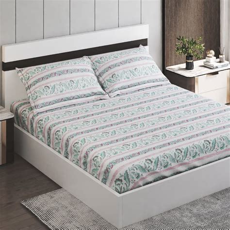 Buy Amaya Maroc Cotton 144TC Printed 3Pcs King Fitted Bedsheet Set from ...