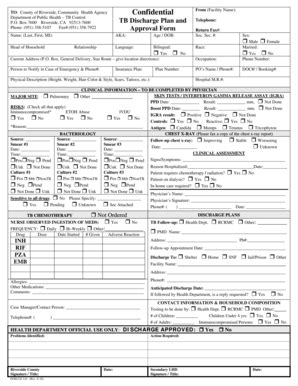 Fillable Online rivco-diseasecontrol TB Discharge Plan Approval Form 4 ...