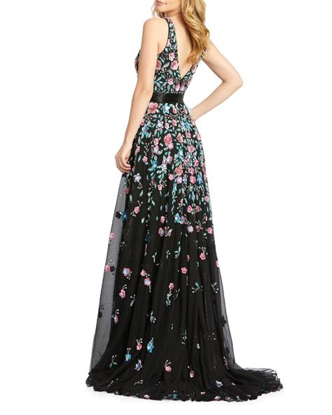 floral embroidered skirt a line gown