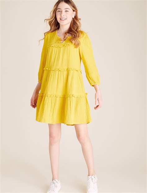 Buy Pure Cotton Tiered Dress at Marks & Spencer