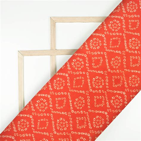 Burnt Orange And White Bandhanii Pattern Digital Print Viscose Uppada ...