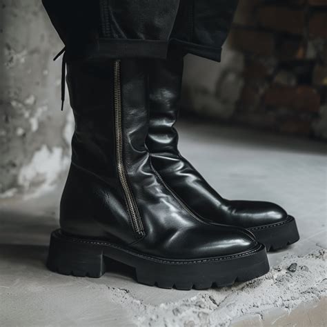 Black Leather Elpidio With Thick Sole Zipper Boots – Costoso Italiano