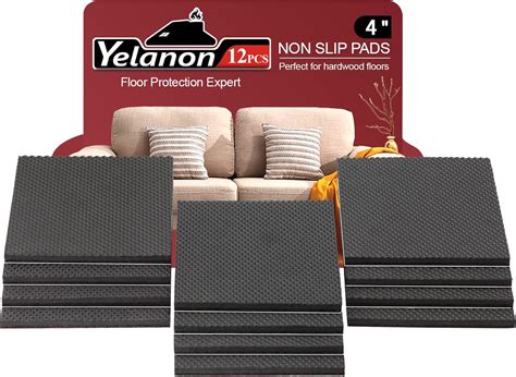 Yelanon Non Slip Furniture Pads -12pcs 4" Grippers Hardwood Floors Non ...
