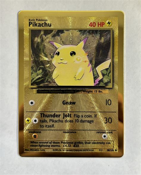 Pikachu 58/102 Gold Metal Card Pokemon TCG Celebrations UPC Ultra Promo ...
