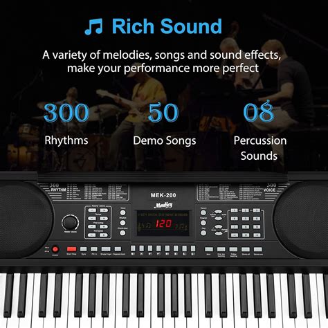 Buy Moukey Keyboard Piano, 61 Key Piano Keyboard, Full-Size Electric ...