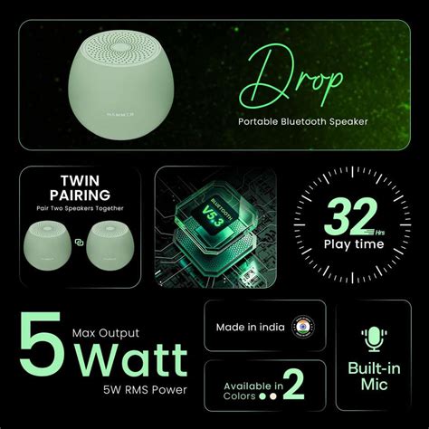 Buy Hammer Drop 5W Bluetooth Speaker with Twin Pairing, 100H StandBy ...