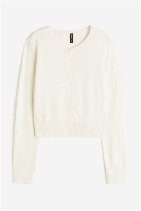 Fine-knit cardigan - Cream - Ladies | H&M IN