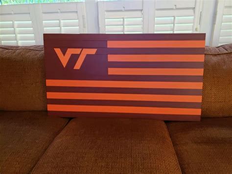 Virginia Tech Flag - Handmade Wooden Decor