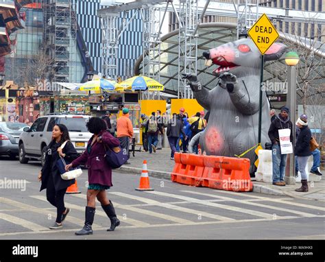 NEW YORK CIRCA MARCH 2018. Inflatable rat known as Scabby the Rat ...