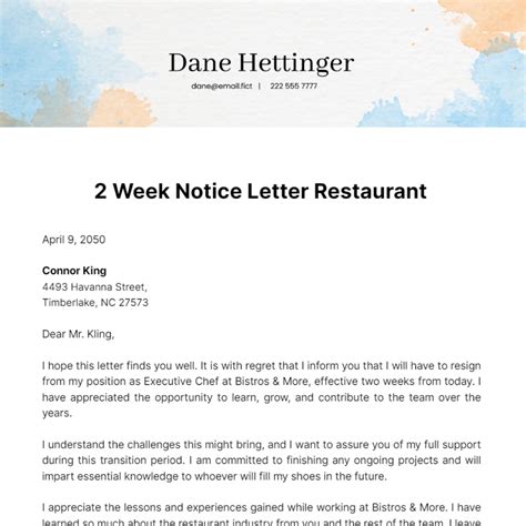 Resignation Letter With Two Weeks Notice