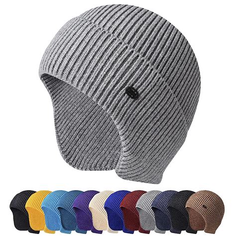 Men Women Winter Warm Hat Knitted Beanie Ear Flaps Earmuff Skull Cap ...