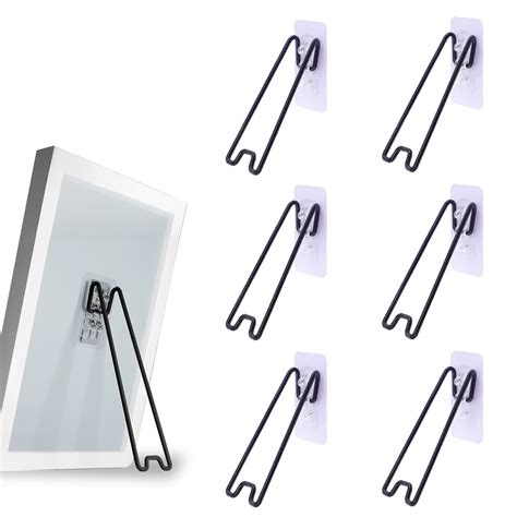 HZCrisp 6 Pack Self-Adhesive Picture Frame Stands, 5.1" Stainless Steel ...