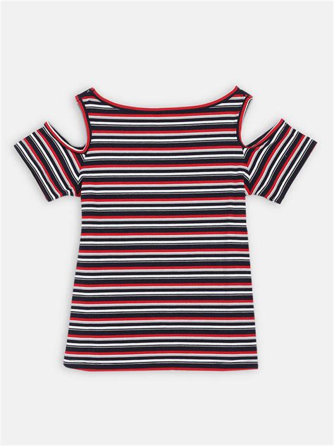 Shop Blue Giraffe Girls Navy Striped Round Neck Top Online – Iconic India