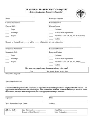 Fillable Online intranet everydaychampions TRANSFER / STATUS CHANGE ...