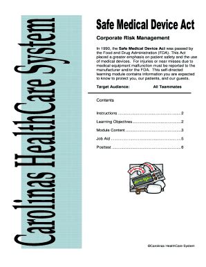 Fillable Online carolinashealthcare Corporate Risk Management ...