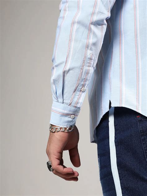 Plus Size Blue Striped Cotton Shirt (3XL - 6XL) | Instafab Plus