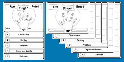 Five Finger Retell Flipbook for K-2nd Grade (teacher made)