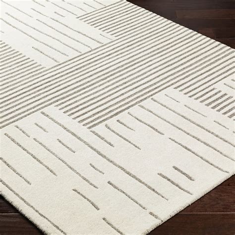 Hand-Tufted Brook Beige Striped Wool Rug - Shop Now!