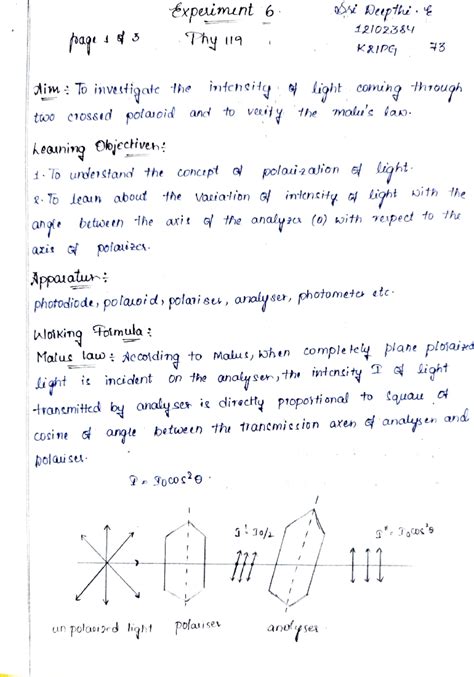 Malus law deepu - éxpuimunt 6. Reepthi. 1210238Y pag& 3 Thy 1 KRIP dim ...