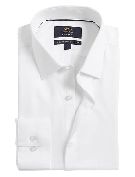 Buy Regular Fit Pure Cotton Herringbone Shirt at Marks & Spencer