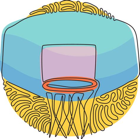 Continuous one line drawing basketball hoop, basketball basket. Net ...