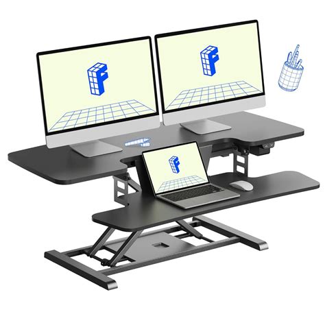FLEXISPOT 42 inch Electric Motor Desk Converter, Height Adjustable ...